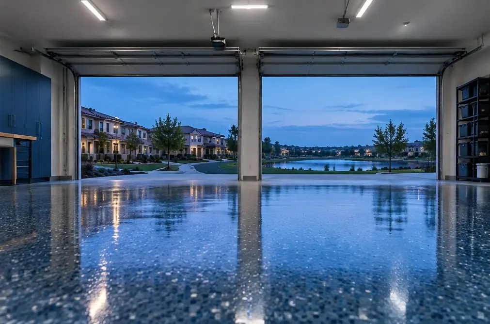 Illustration: a coated floor seen from inside, with Eastlake beyond the open door